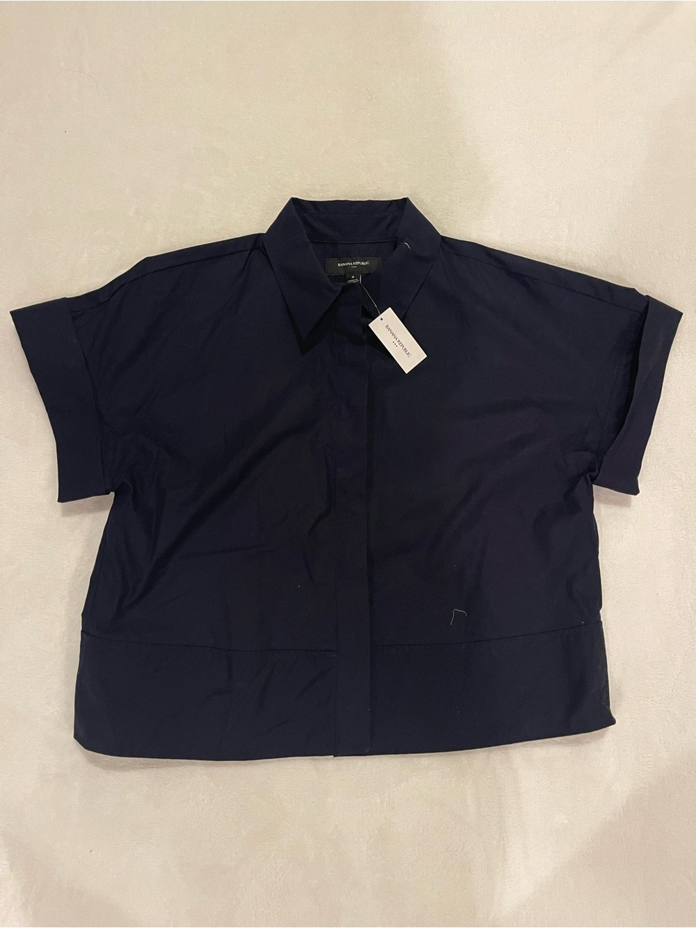 Banana Republic Navy Short-Sleeve Button-Down Shirt
